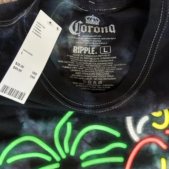 Corona Extra Tie-Dye Parrot Tee - Black and Green - Picture 7 of 7